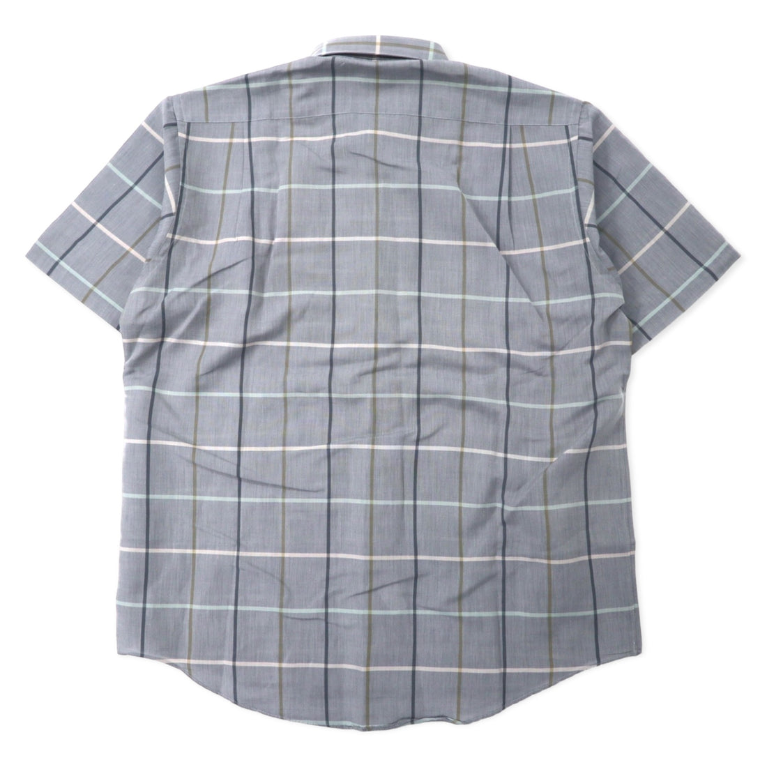 Burberrys Window Pen Check Short Sleeve Dress Shirt L Gray Linen Cotton Made in Japan