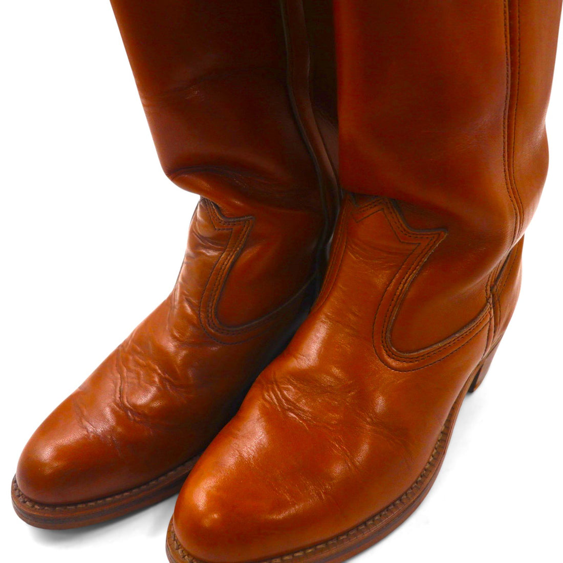 90s USA Vintage Western Boots ウエスタンブーツ ペコスブーツ 26cm レザー ローパー カービングステッチ 701160 USA製 90年代