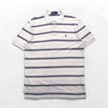 Polo by Ralph Lauren 90s Striped Polo Shirt L White Pique Small Pony Embroidery