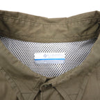 Columbia PFG Bahamas Short Sleeve Fishing Shirt, Size L, Khaki Cotton Utility Multi-Pocket, FM7130
