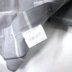Burberrys Window Pen Check Short Sleeve Dress Shirt L Gray Linen Cotton Made in Japan