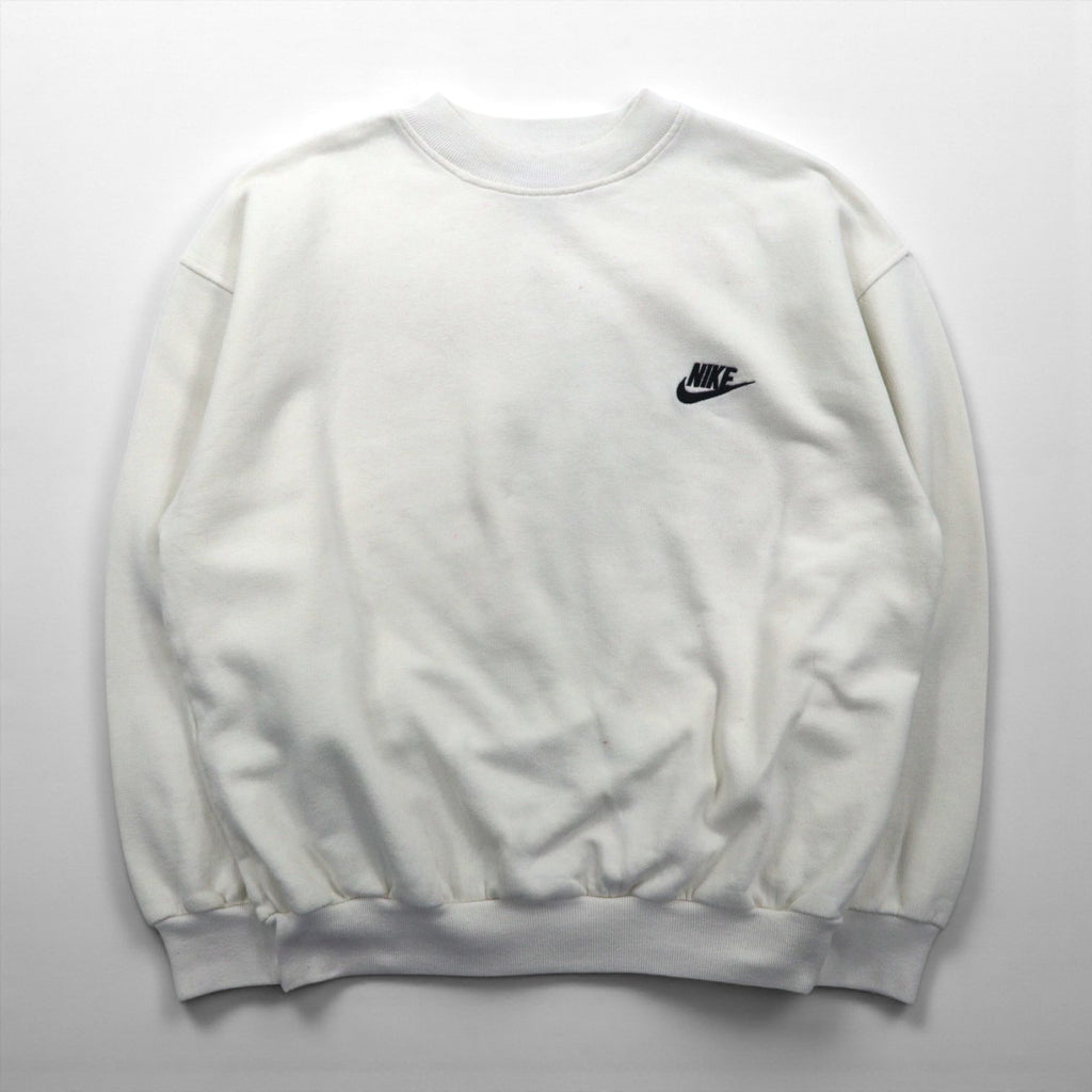 NIKE 90s Silver Tag Sweatshirt, Size M, One-Point Logo Embroidery, Cropped, Short Length