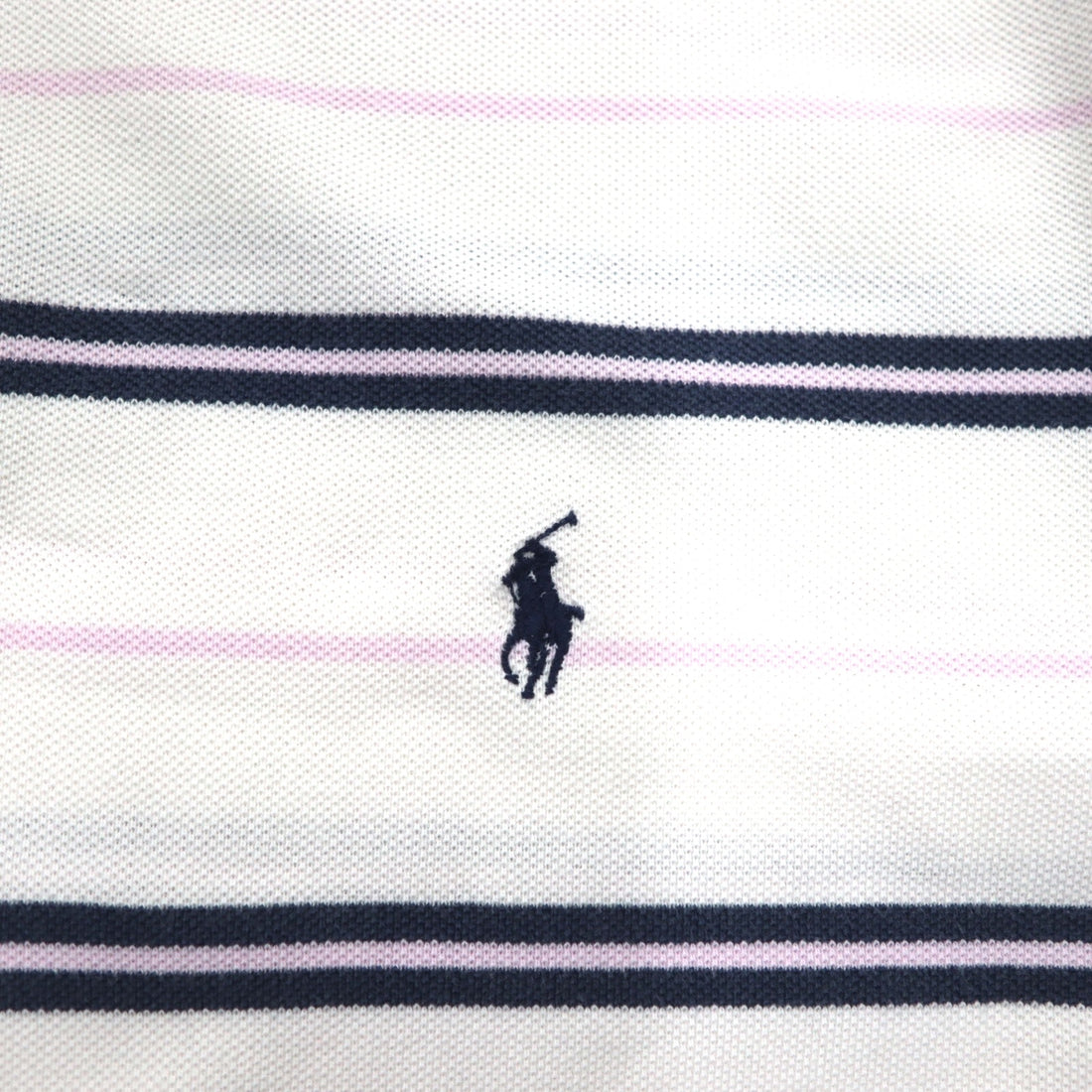 Polo by Ralph Lauren 90s Striped Polo Shirt L White Pique Small Pony Embroidery