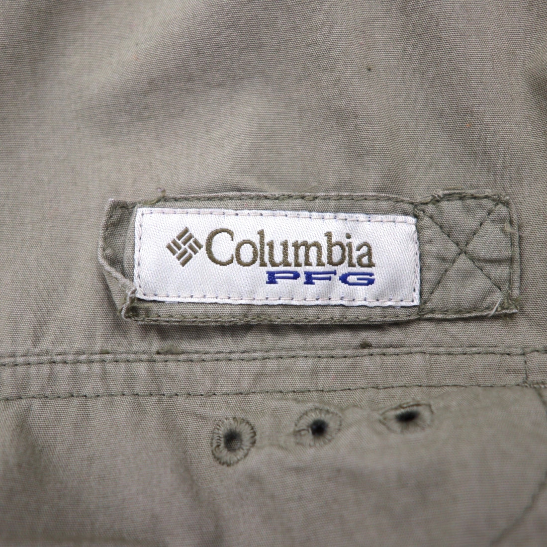 Columbia PFG Bahamas Short Sleeve Fishing Shirt, Size L, Khaki Cotton Utility Multi-Pocket, FM7130