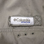 Columbia PFG Bahamas Short Sleeve Fishing Shirt, Size L, Khaki Cotton Utility Multi-Pocket, FM7130