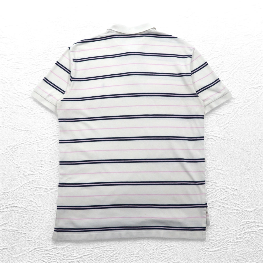 Polo by Ralph Lauren 90s Striped Polo Shirt L White Pique Small Pony Embroidery