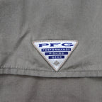 Columbia PFG Bahamas Short Sleeve Fishing Shirt, Size L, Khaki Cotton Utility Multi-Pocket, FM7130