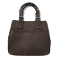 日本然リトテ-古着オンライン-BURBERRY スクエア ハンドバッグ ブラウン レザー シボ革 内側ノバチェック-BURBERRY Square Handbag Brown Leather Grained Leather Inside Checked