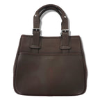 日本然リトテ-古着オンライン-BURBERRY スクエア ハンドバッグ ブラウン レザー シボ革 内側ノバチェック-BURBERRY Square Handbag Brown Leather Grained Leather Inside Checked