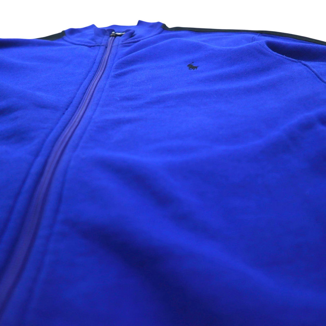 Polo Ralph Lauren 90s Reverse Weave Track Jacket, Size M, Blue, Small Pony Embroidery, Stand Collar