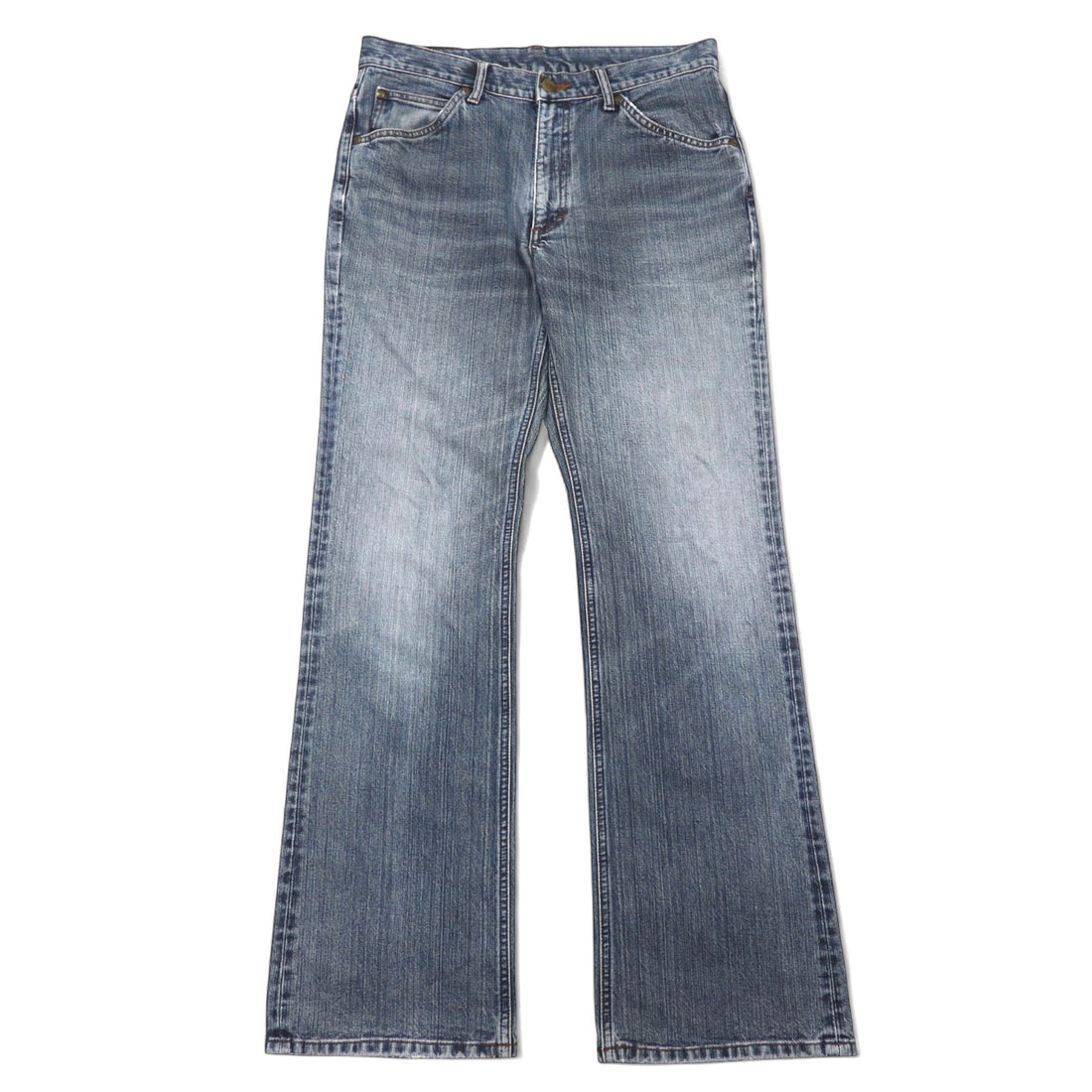 日本然リトテ-古着オンライン-Lee ブーツカット デニムパンツ 33 ブルー コットン レザーパッチ 4901-Lee Bootcut Denim Pants 33 Blue Cotton Leather Patch 4901