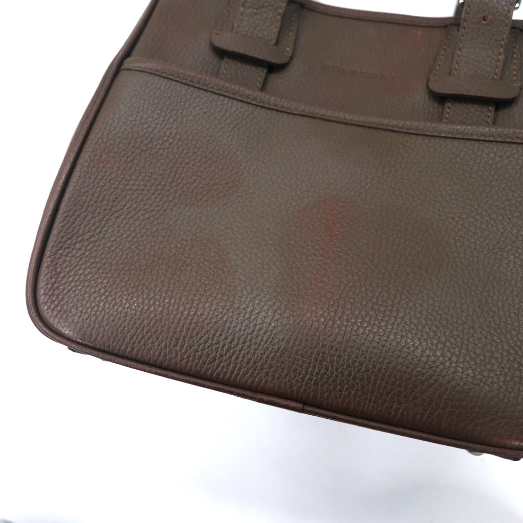 BURBERRY Square Handbag Brown Leather Grained Leather Inside Nova Check