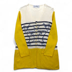 JC de Castelbajac Made in Italy 90s Long Cardigan L Beige Yellow Border Character Embroidery