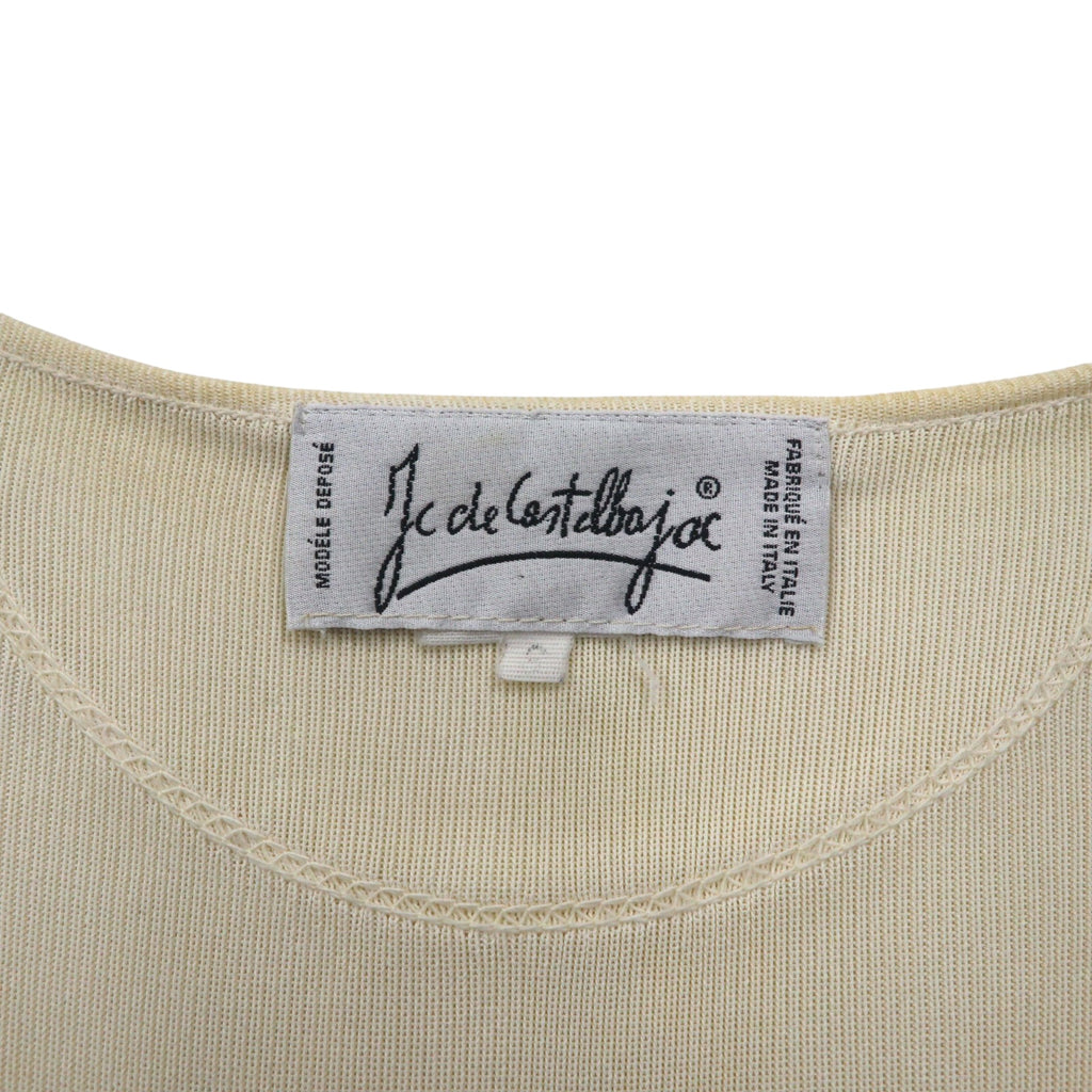 JC de Castelbajac Made in Italy 90s Long Cardigan L Beige Yellow Border Character Embroidery