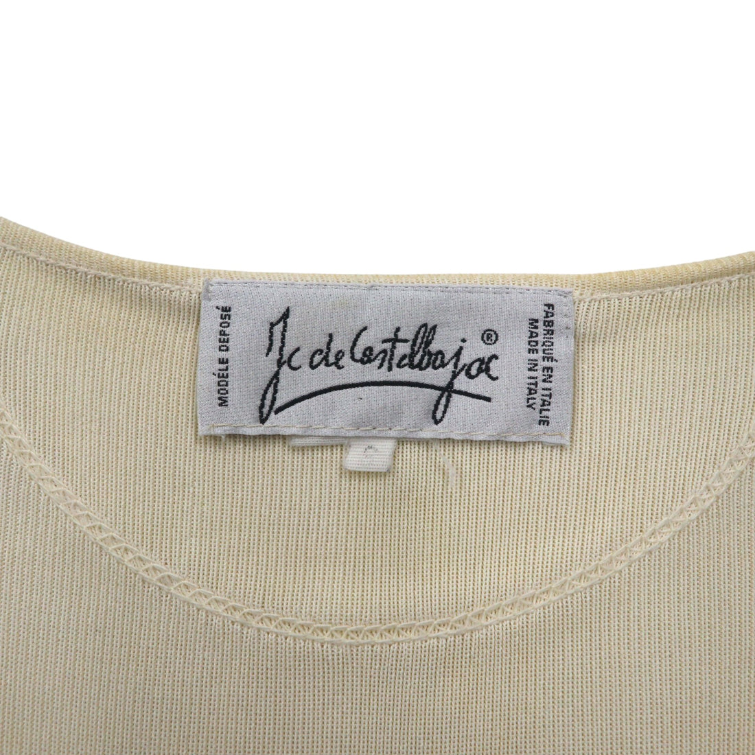 JC de Castelbajac Made in Italy 90s Long Cardigan L Beige Yellow Border Character Embroidery