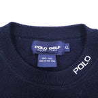 POLO GOLF RALPH LAUREN 90s Crew Neck Knit Sweater XL Navy Wool Embroidery