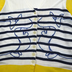 JC de Castelbajac Made in Italy 90s Long Cardigan L Beige Yellow Border Character Embroidery
