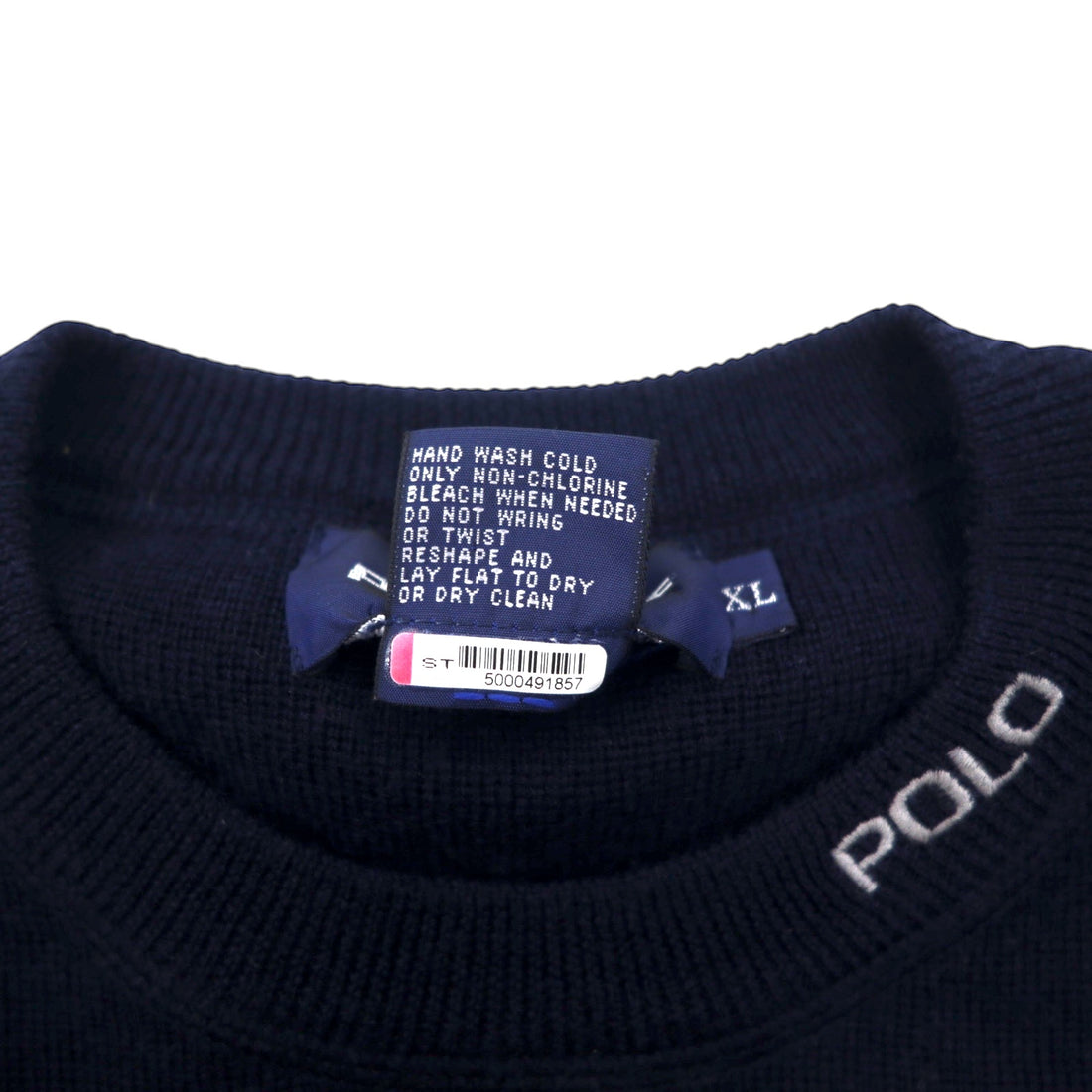 POLO GOLF RALPH LAUREN 90s Crew Neck Knit Sweater XL Navy Wool Embroidery
