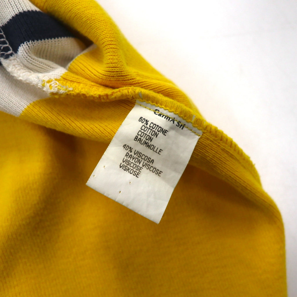 JC de Castelbajac Made in Italy 90s Long Cardigan L Beige Yellow Border Character Embroidery