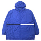 日本然リトテ-古着オンライン-NIKE 90年代 ナイロンジャケット フーディー XXL ブルー スウォッシュロゴ刺繍 銀タグ ビッグサイズ-NIKE 90's Windbreaker Hoodie XXL Blue Swoosh Logo Embroidery Silver Tag Big Size