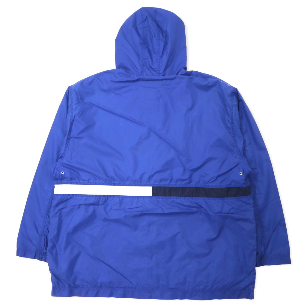 NIKE 90's Nylon Jacket Hoodie XXL Blue Swoosh Logo Embroidery Silver Tag Big Size