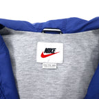 NIKE 90's Nylon Jacket Hoodie XXL Blue Swoosh Logo Embroidery Silver Tag Big Size