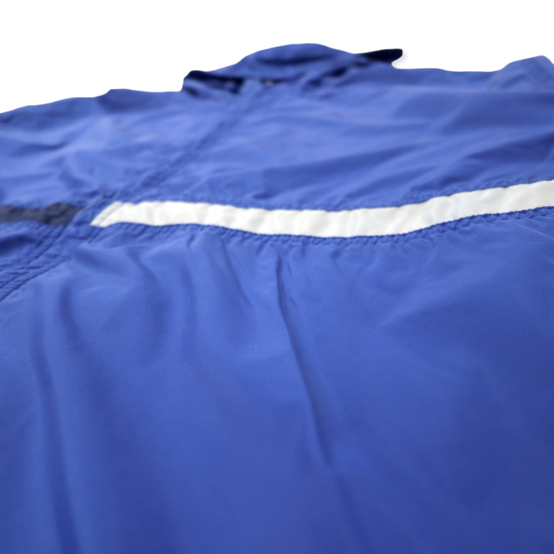 NIKE 90's Nylon Jacket Hoodie XXL Blue Swoosh Logo Embroidery Silver Tag Big Size
