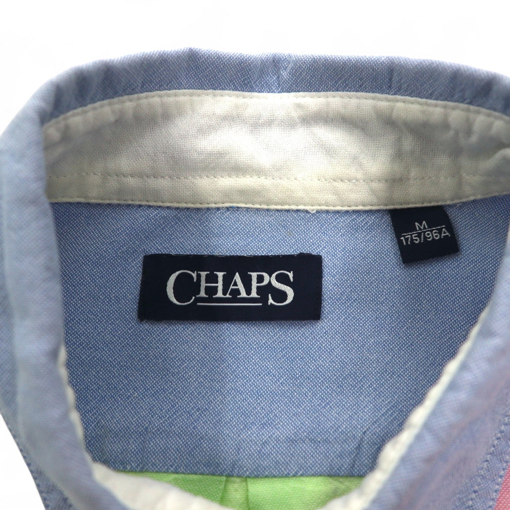 CHAPS Color Block Button Down Shirt M Multicolor Pastel Colors Crazy Pattern
