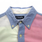 CHAPS Color Block Button Down Shirt M Multicolor Pastel Colors Crazy Pattern