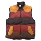 PELLE STUDIO 90s Leather Down Vest, Padded, L, Brown, Multicolor, Corduroy