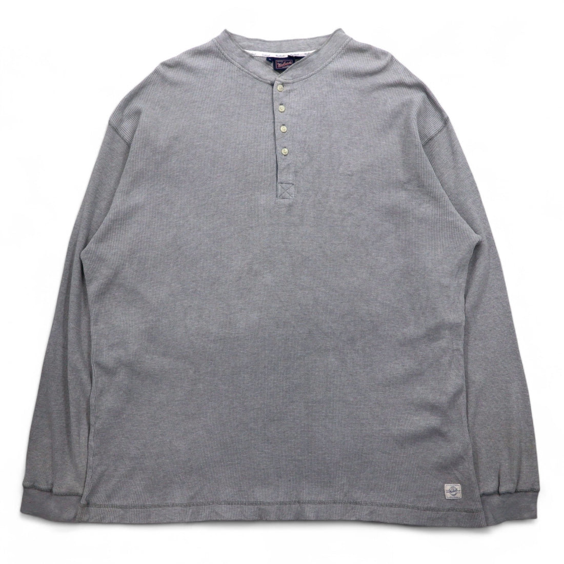 Woolrich 90s Henley Neck Thermal Long Sleeve T-Shirt, XL, Grey, Cotton