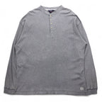 Woolrich 90s Henley Neck Thermal Long Sleeve T-Shirt, XL, Grey, Cotton
