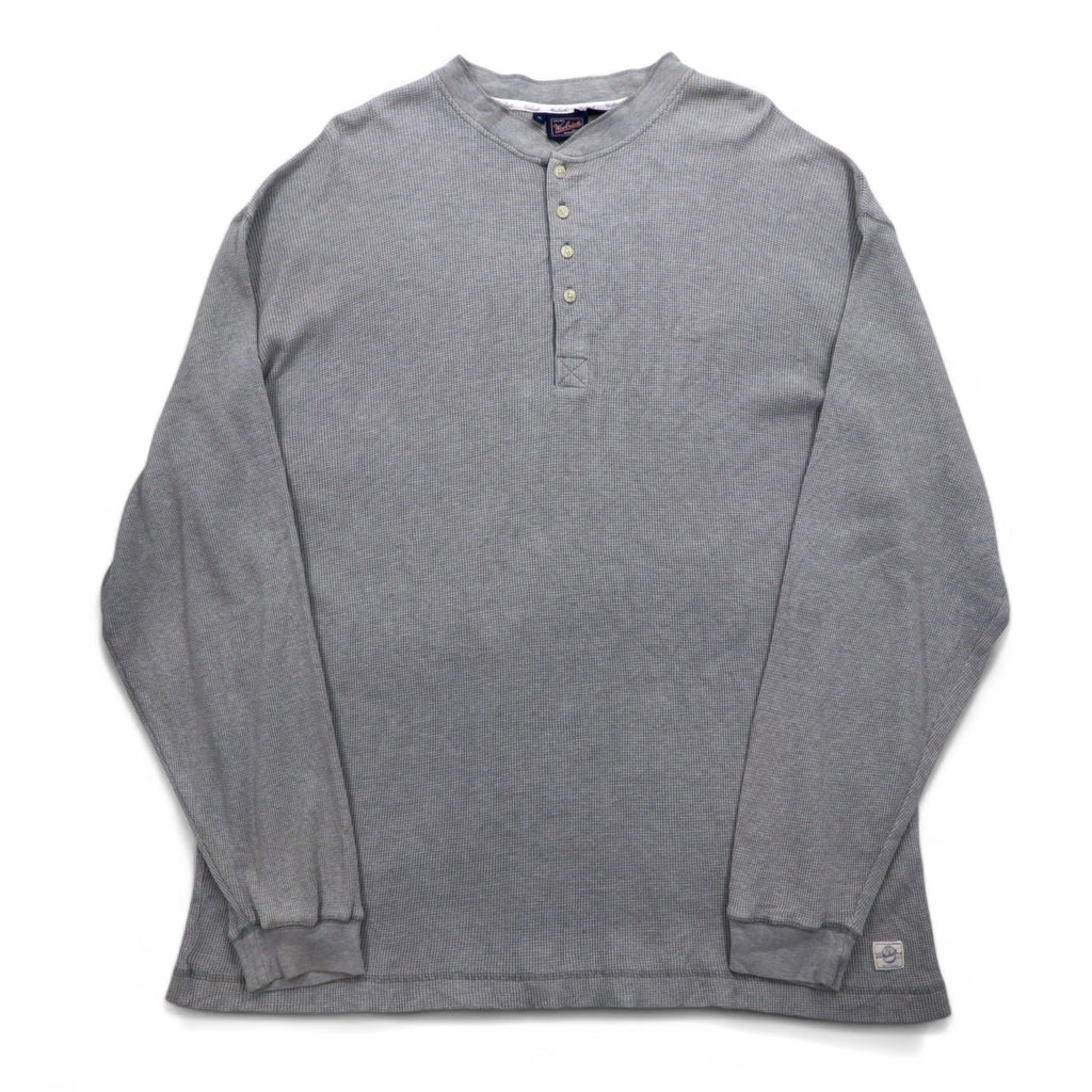 Woolrich 90s Henley Neck Thermal Long Sleeve T-Shirt, XL, Grey, Cotton