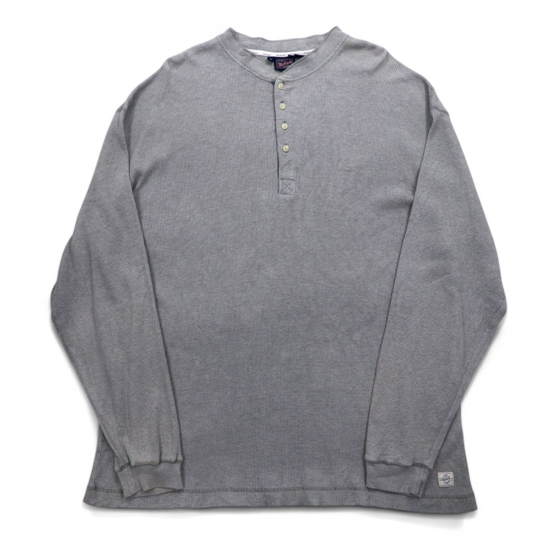Woolrich 90s Henley Neck Thermal Long Sleeve T-Shirt, XL, Grey, Cotton