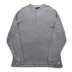 Woolrich 90s Henley Neck Thermal Long Sleeve T-Shirt, XL, Grey, Cotton