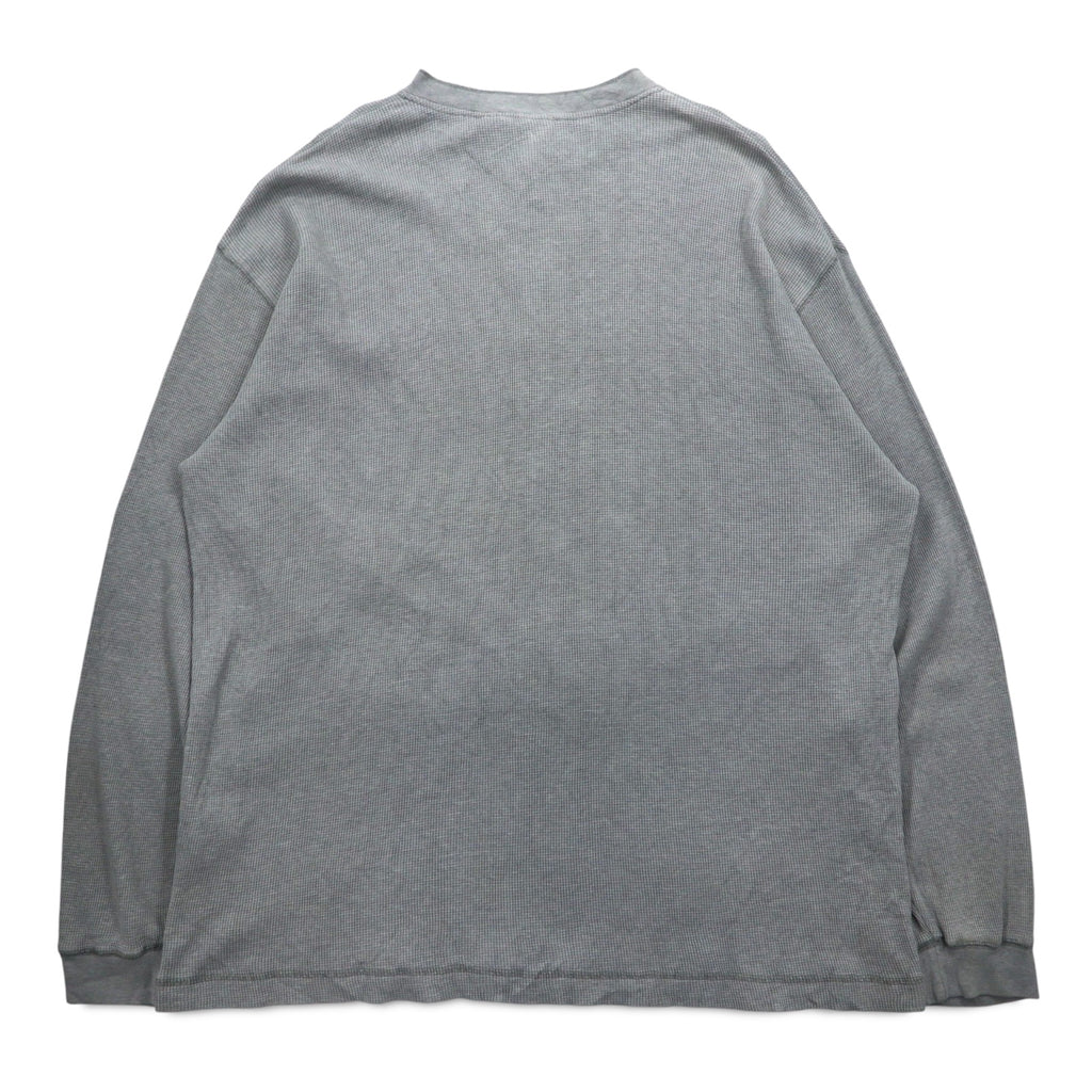 Woolrich 90s Henley Neck Thermal Long Sleeve T-Shirt, XL, Grey, Cotton
