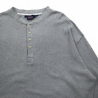 Woolrich 90s Henley Neck Thermal Long Sleeve T-Shirt, XL, Grey, Cotton