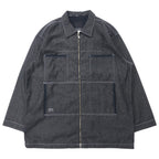 日本然リトテ-古着オンライン-Sean John 00年代 フルジップ デニムジャケット ギミックジャケット XXXL グレー コットン ワンポイントロゴ刺繍 ビッグサイズ-Sean John 00's Full Zip Denim Jacket Gimmick Jacket XXXL Gray Cotton One Point Logo Embroidery Big Size