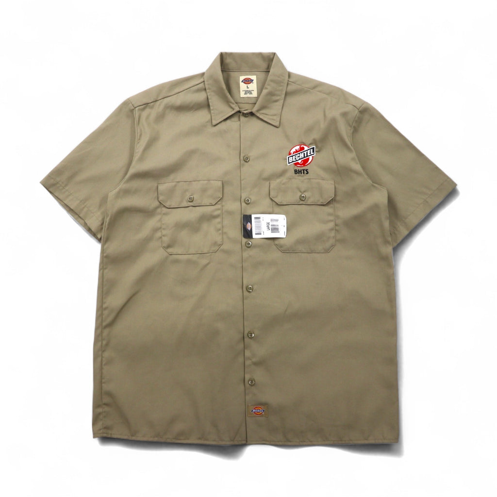 Dickies Short Sleeve Work Shirt, Size L, Beige, US Brand, Single Point Embroidery, Double Pocket, BHTS 1574KH, Unused