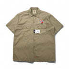 Dickies Short Sleeve Work Shirt, Size L, Beige, US Brand, Single Point Embroidery, Double Pocket, BHTS 1574KH, Unused