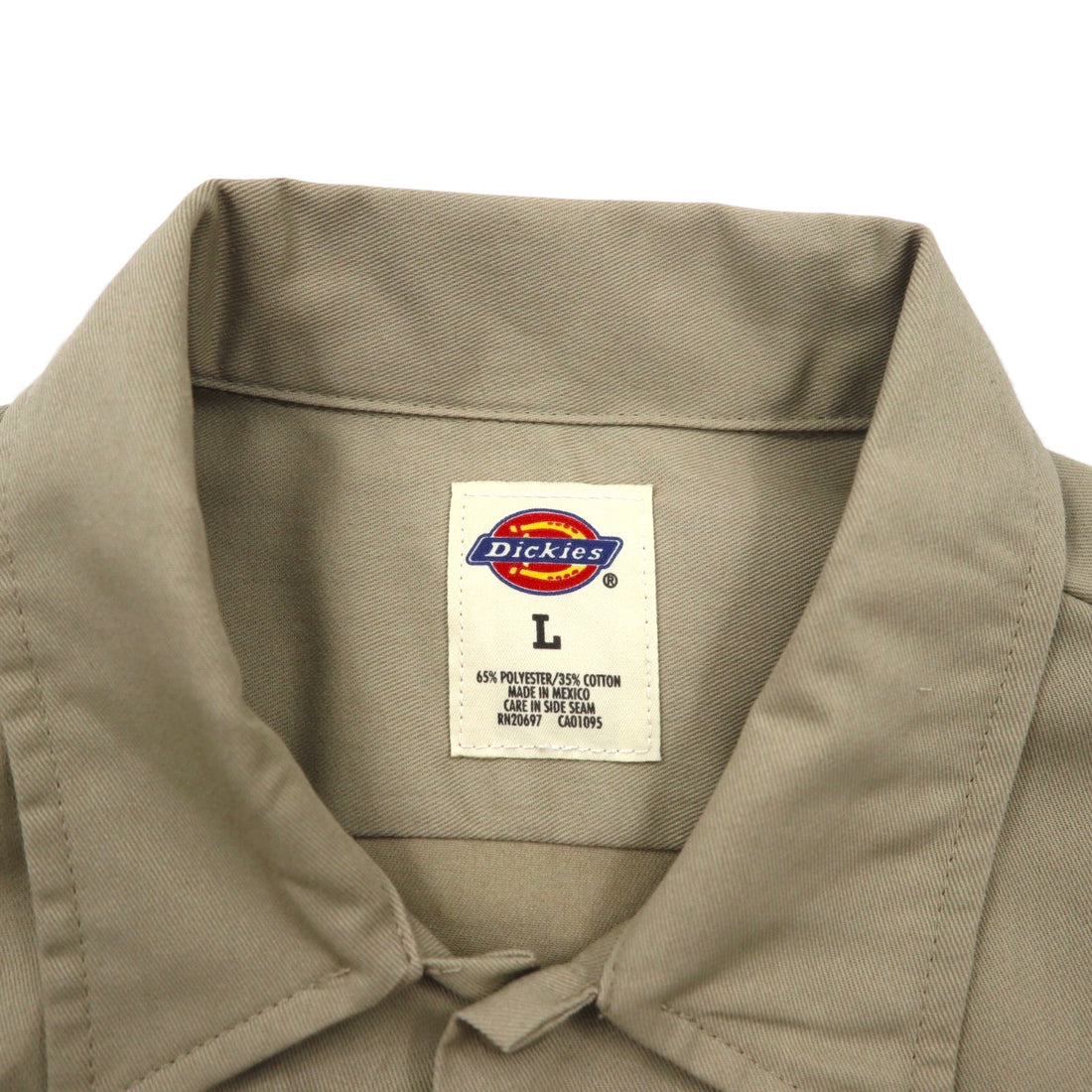 Dickies Short Sleeve Work Shirt, Size L, Beige, US Brand, Single Point Embroidery, Double Pocket, BHTS 1574KH, Unused