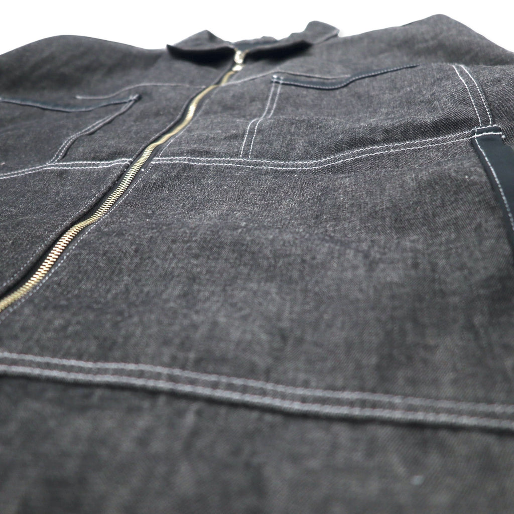 Sean John 00年代 フルジップ デニムジャケット ギミックジャケット XXXL グレー コットン ワンポイントロゴ刺繍 ビッグサイズ