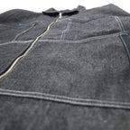Sean John 00年代 フルジップ デニムジャケット ギミックジャケット XXXL グレー コットン ワンポイントロゴ刺繍 ビッグサイズ