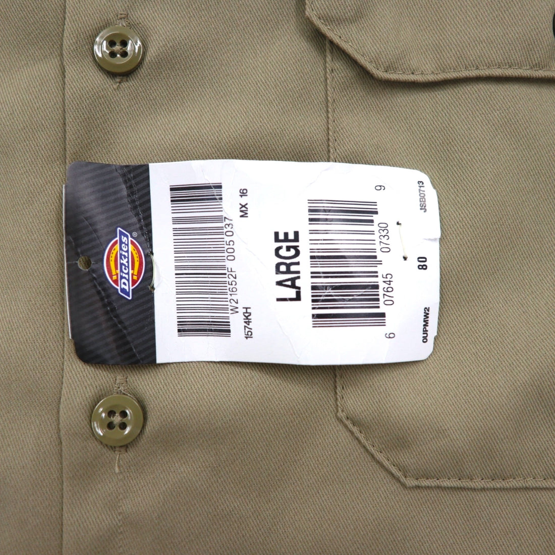 Dickies Short Sleeve Work Shirt, Size L, Beige, US Brand, Single Point Embroidery, Double Pocket, BHTS 1574KH, Unused