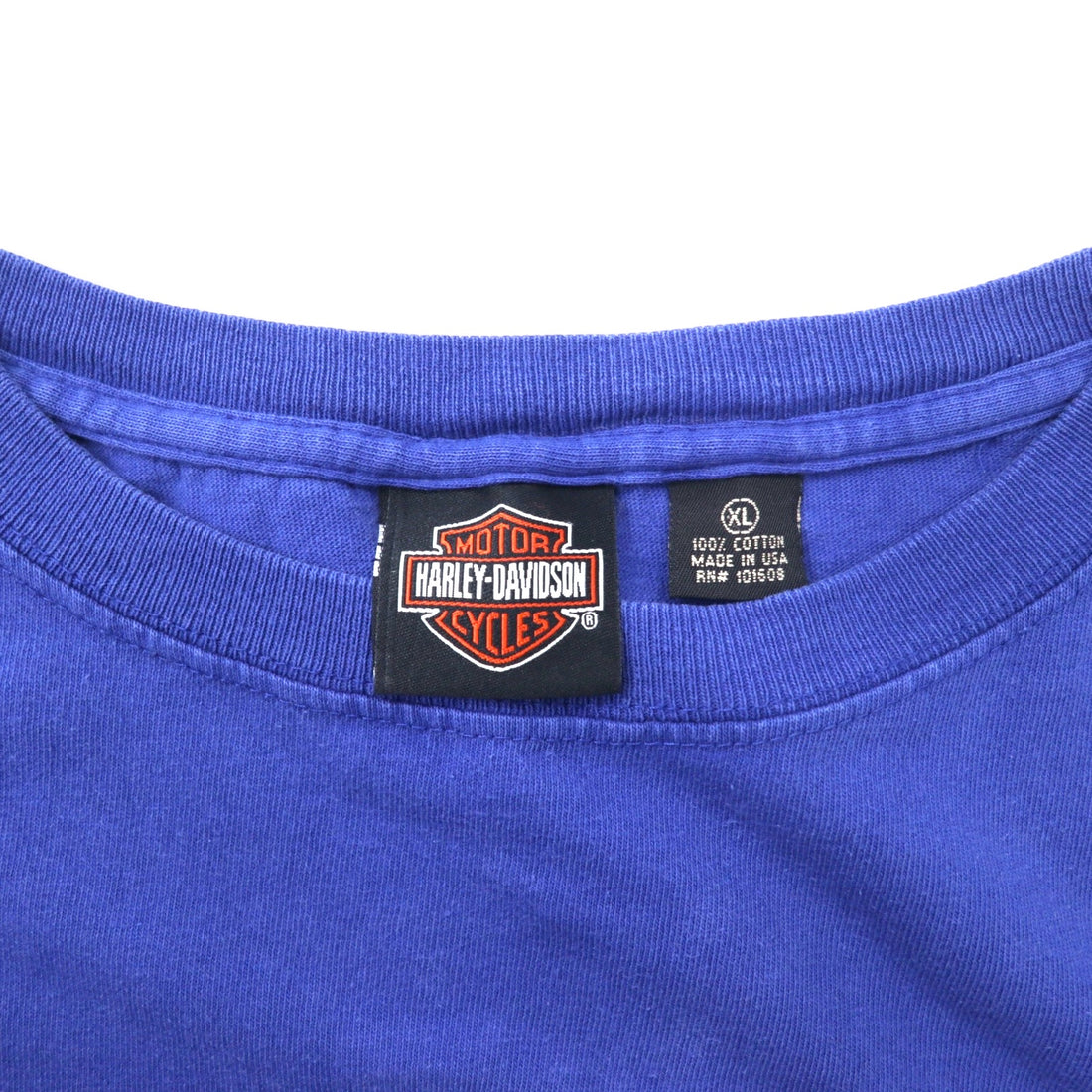 HARLEY DAVIDSON Made in USA Logo Embroidery T-Shirt XL Blue Cotton Stars and Stripes