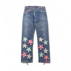Y.A.R.N. × 90s Levi's 501 クロシェ スター デニムパンツ STAR DENIM ジーンズ M インディゴ ブルー ハンドメイド