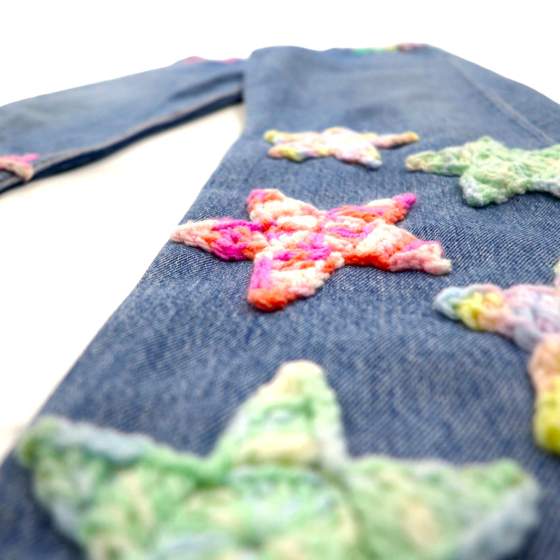 Y.A.R.N. × 90s Levi's 501 クロシェ スター デニムパンツ STAR DENIM ジーンズ M インディゴ ブルー ハンドメイド
