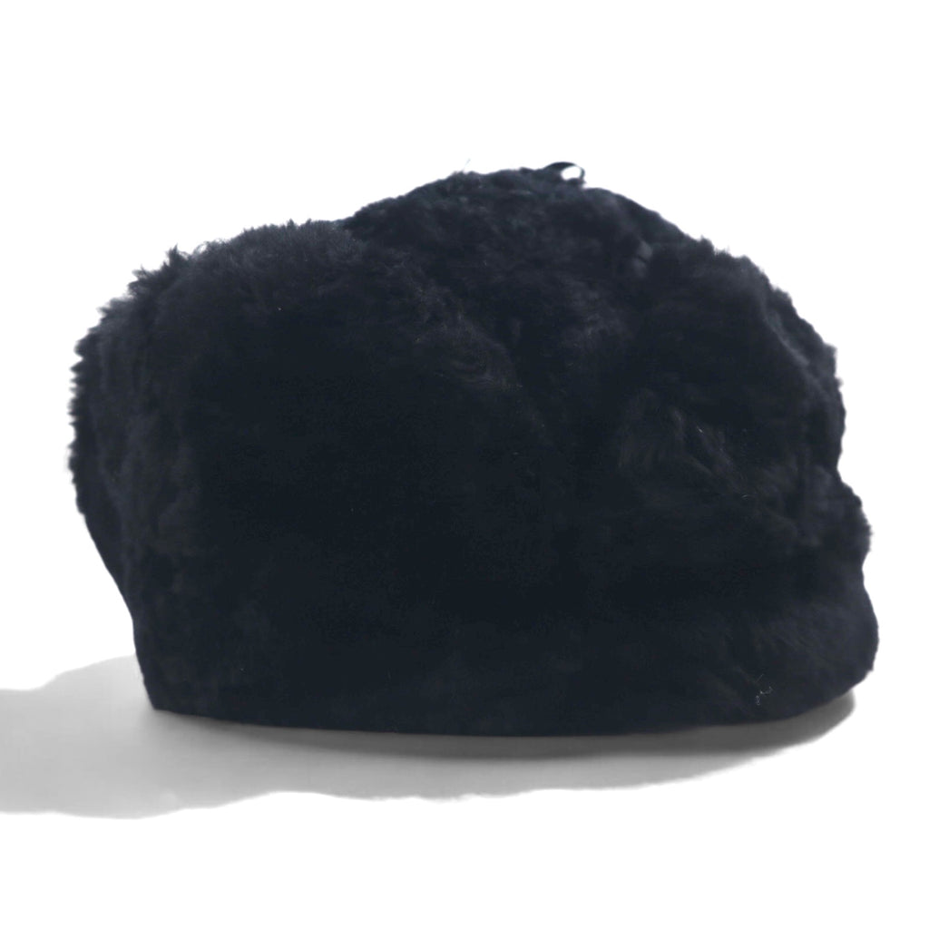 Vintage 90s Shearling Mouton Flight Cap CROWN CAP ムートン フライトキャップ ボンバーキャップ M ブラック