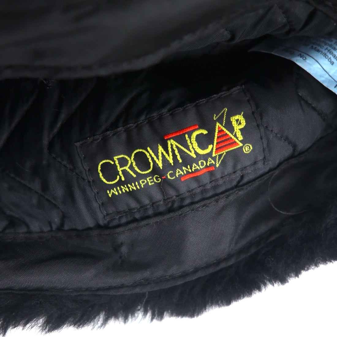 Vintage 90s Shearling Mouton Flight Cap CROWN CAP ムートン フライトキャップ ボンバーキャップ M ブラック