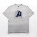 ISLAND GEAR 90s USA made single stitch print T-shirt XL grey cotton MARCO ISLAND
